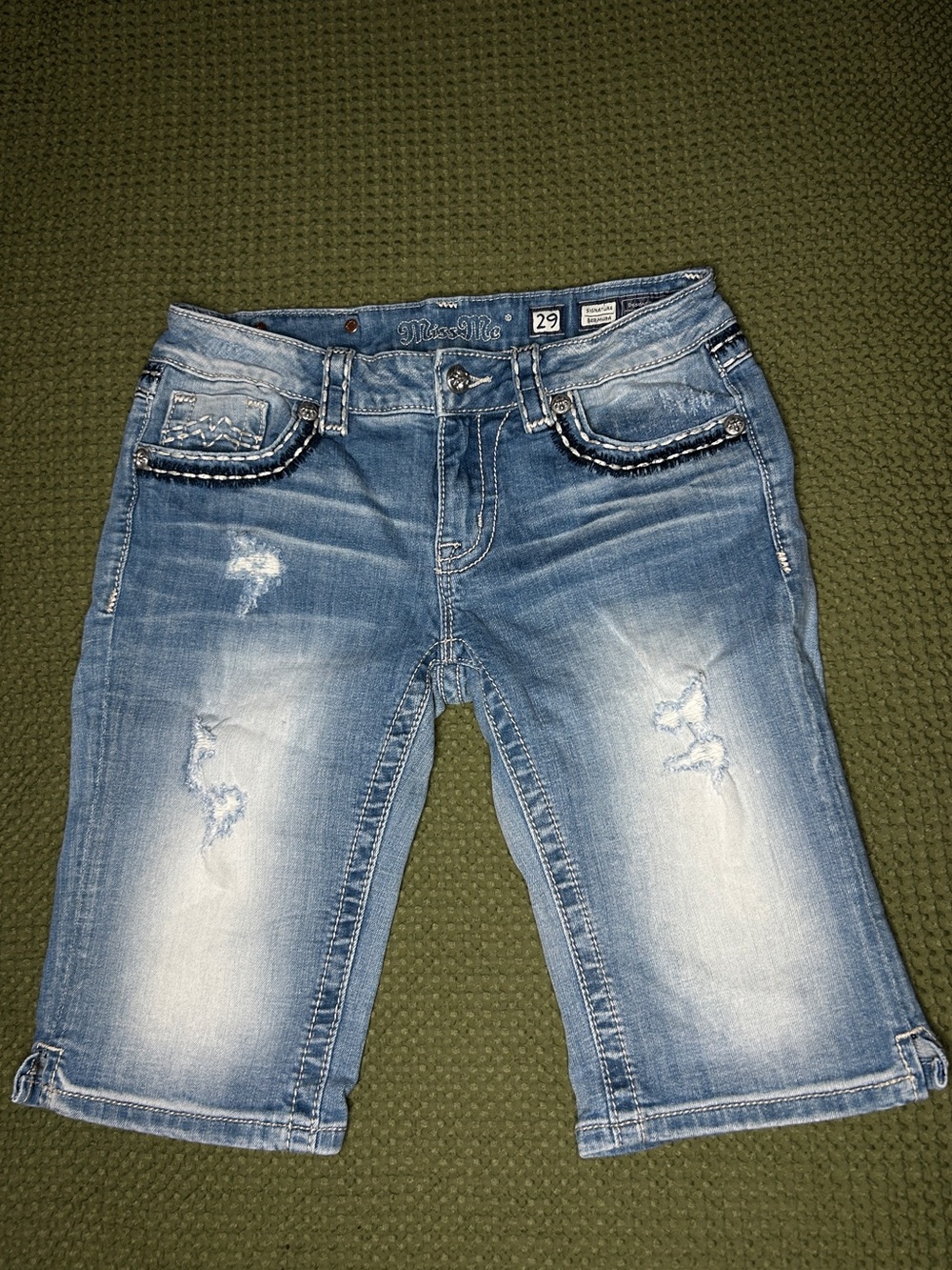 Miss Me signature Bermuda denim jean shorts